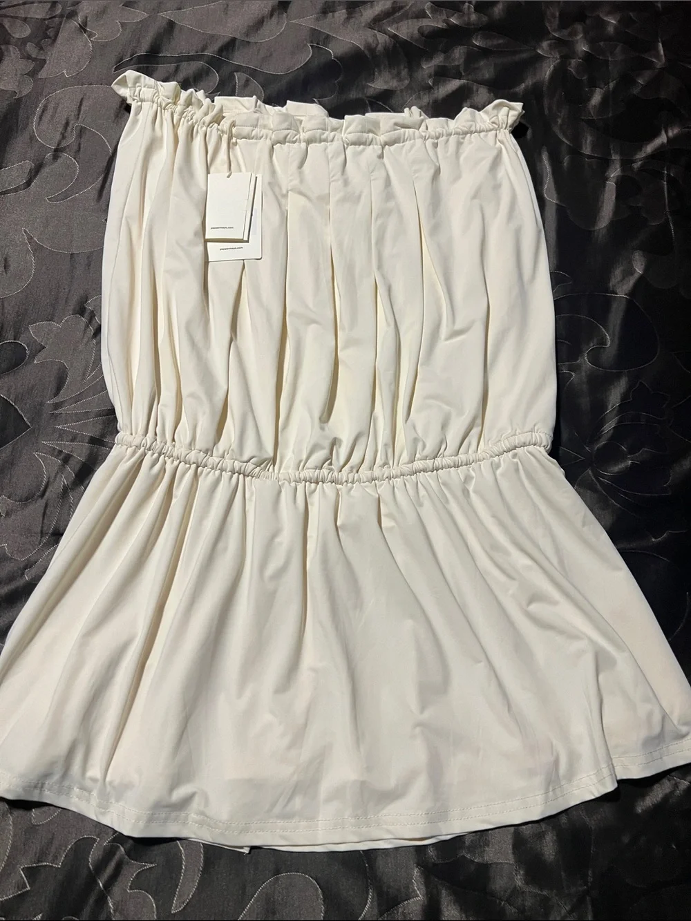 NWT Peppermayo Leighton Strapless Mini Dress Ivory Cream Drawstring Women’s XS/S - Picture 11 of 14